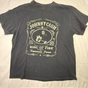 Johnny Cash Ring of Fire Graphic T Shirt Mens XL Black Short Sleeve